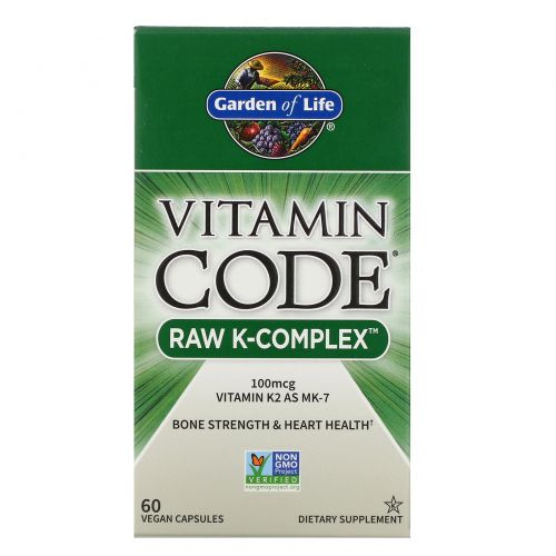 Garden of Life, Vitamin Code, комплекс необработанных витаминов группы K, 60 растительных капул