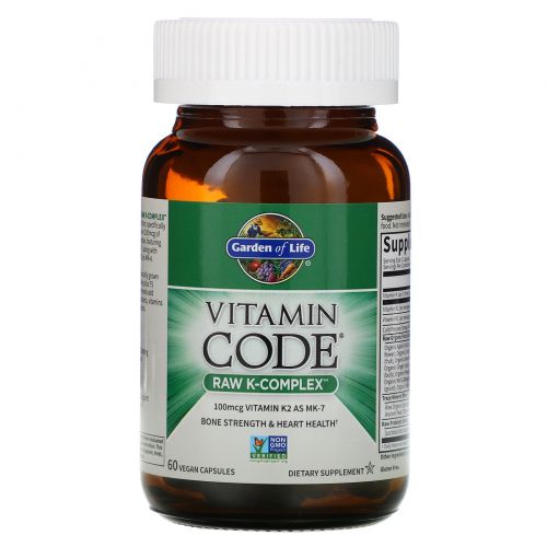 Garden of Life, Vitamin Code, комплекс необработанных витаминов группы K, 60 растительных капул