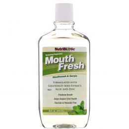 NutriBiotic, Mouth Fresh, ополаскиватель рта и средство для полоскания горла, освежающая перечная мята, 16 жидк. унц. (473 мл)