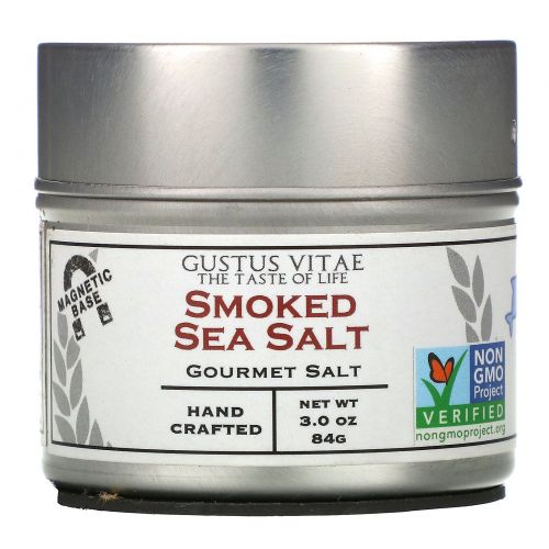 Gustus Vitae, Condiments,  Gourmet Salt, Natural Smoked Sea Salt, 3 oz (84 g)