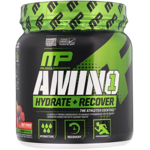 Muscle Pharm, Amino 1, Hydrate + Recover, Fruit Punch, 0.15 oz (426 g)