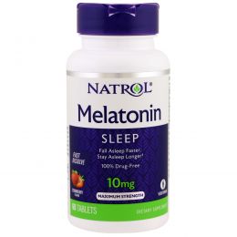 Natrol, Мелатонин быстрорастворимый со вкусом клубники, 10 мг, 60 таблеток