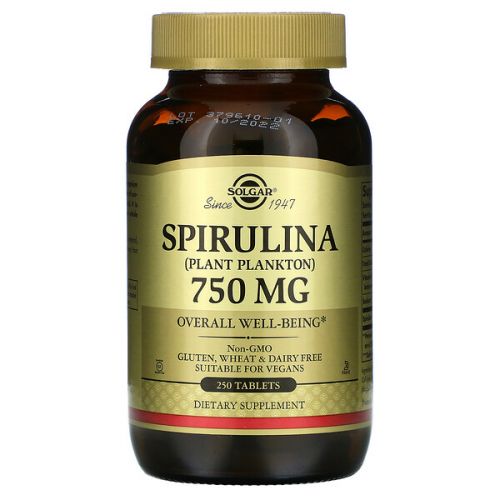 Solgar, Спирулина, 750 мг, 250 таблеток