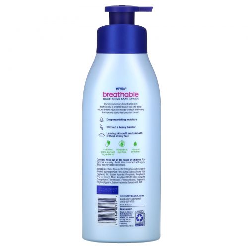 Nivea, Breathable Nourishing  Body Lotion, Tropical Breeze,  13.5 fl oz (400 ml)