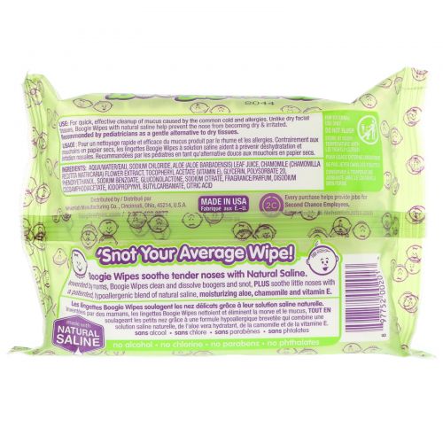 Boogie Wipes, Салфетки с натуральной солью для текущего носа, свежий запах, 30 салфеток