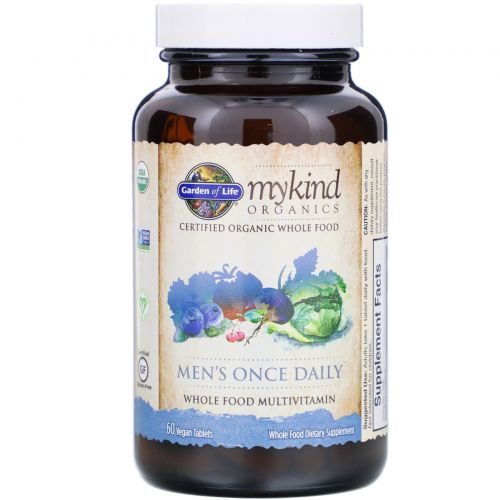 Garden of Life, MyKind Organics, для мужчин, раз в день, цельнопищевой мультивитамин, 60 веганских таблеток