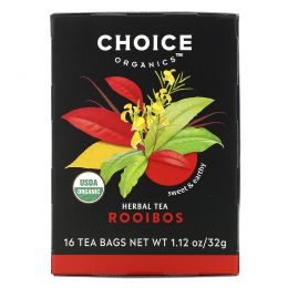 Choice Organic Teas, Травяной чай, органический, ройбуш, без кофеина, 16 пакетиков, 1,27 унции (36 г)