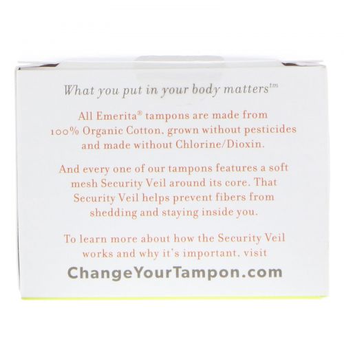 Emerita, 100% Organic Cotton Tampons, Non-Applicator, Super, 16 Tampons