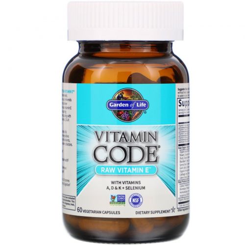 Garden of Life, Vitamin Code, натуральный витамин E, 60 овощных капсул