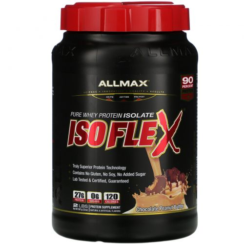 ALLMAX Nutrition, Isoflex, 100% Ultra-Pure Whey Protein Isolate (WPI Ion-Charged Particle Filtration), Chocolate Peanut Butter, 2 lbs (907 g)