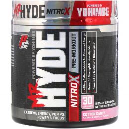 ProSupps, Mr. Hyde, Nitro X, перед тренировкой, сладкая вата, 7.8 унц. (222 г)