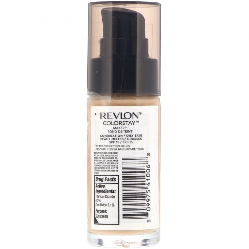 Revlon, Тональная основа Colorstay Makeup для комбинированной и жирной кожи, оттенок 240 «Средний бежевый», 30 мл