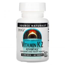 Source Naturals, Преимущества Витамина K2, 2,200 мкг, 60 таблеток