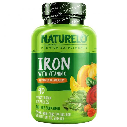 NATURELO, Iron with Vitamin C, 90 Vegetable Capsules