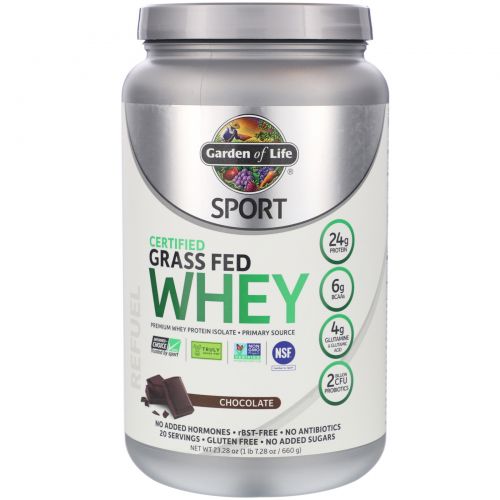 Garden of Life, Sport, Certified Grass Fed Whey, Refuel, Chocolate, 23.7 oz (672 g)