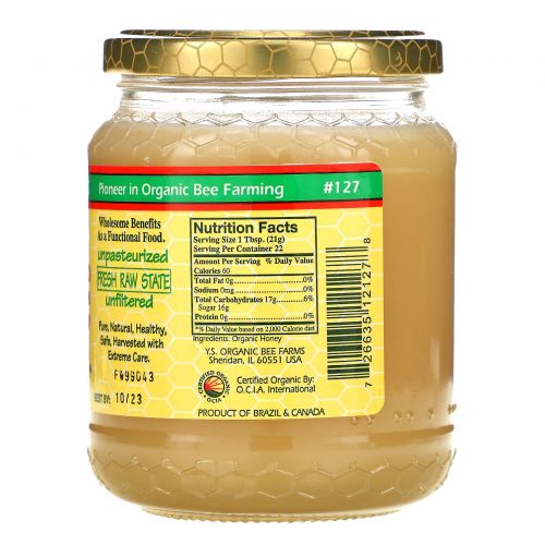 Y.S. Eco Bee Farms, 100% Certified Organic Raw Honey, 1.0 lbs (454 g)