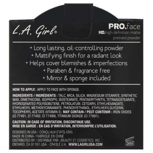 L.A. Girl, Компактная пудра для лица Pro Face HD, матирующая, оттенок True Bronze, 7 г