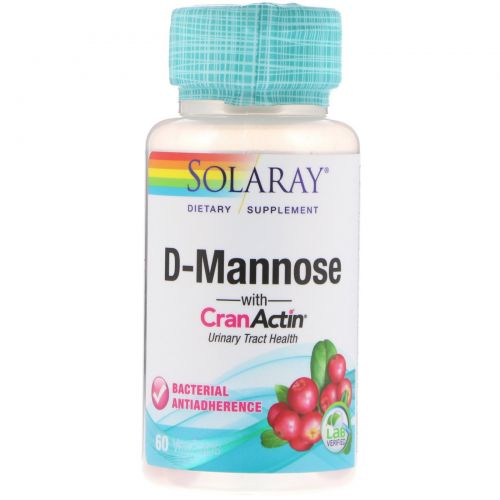 Solaray, D-манноза, с CranActin, 60 вегетарианских капсул