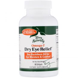 EuroPharma, Terry Naturally, Облегчение симптома сухих глаз, Омега 7, 60 мягких таблеток