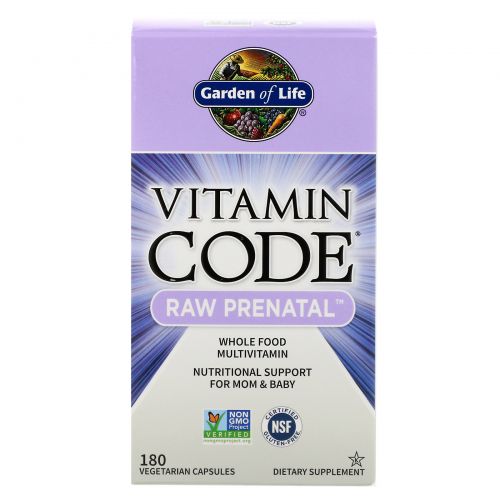 Garden of Life, Витаминный код, сырые витамины для беременных, 180 вегетарианских капсул