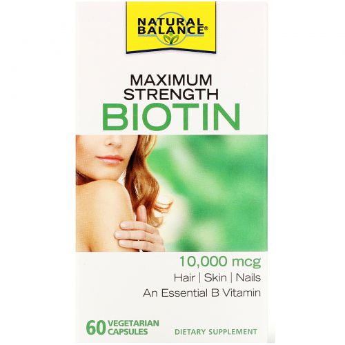 Natural Balance, Maximum Strength Biotin, 10,000 mcg, 60 Vegetarian Capsules