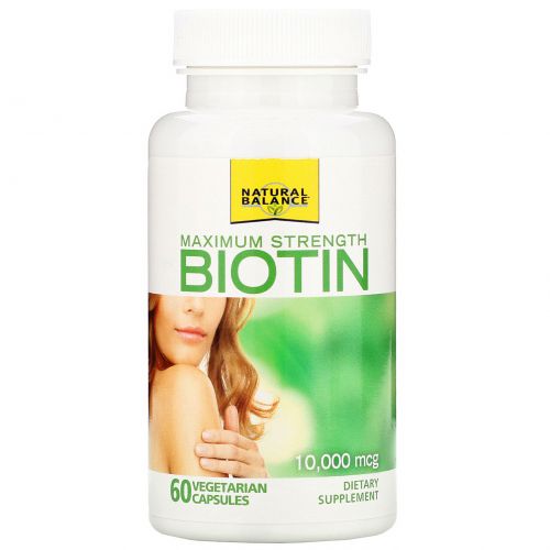 Natural Balance, Maximum Strength Biotin, 10,000 mcg, 60 Vegetarian Capsules