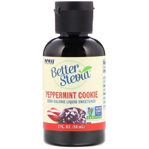 Now Foods, Better Stevia, Zero-Calorie Liquid Sweetener, Peppermint Cookie, 2 fl oz (59 ml)