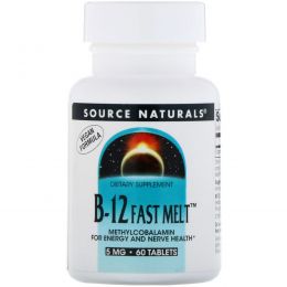 Source Naturals, Метилкобаламин, 5 мг, 60 быстрорастворимых таблеток