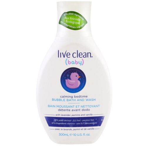 Live Clean, Baby, для успокаивающих процедур перед сном, пенящееся средство для купания, 300 мл (10 мл)