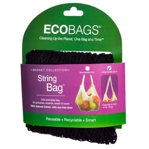 ECOBAGS, Коллекция для рынка, авоська, длинная ручка 22 дюйма, черный, 1 сумка