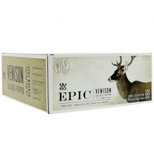 Epic Bar, Venison Sea Salt Pepper Bar, 12 Bars, 1.5 oz (43 g) Each