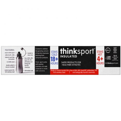 Think, Thinksport, герметичная бутылка для спортсменов, синяя, 25 унций (750 мл)