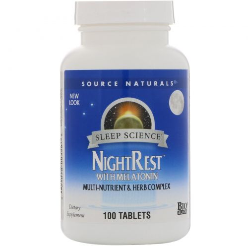 Source Naturals, NightRest, с мелатонином, 100 таблеток