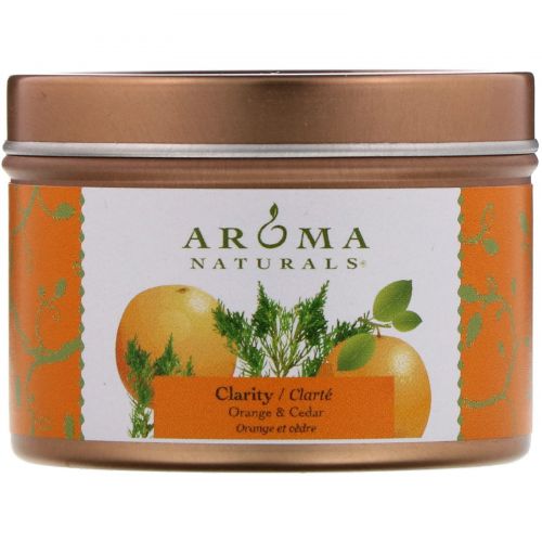 Aroma Naturals, Soy VegePure, свеча для поездок, апельсин и кедр, 2,8 унции (79,38 г)