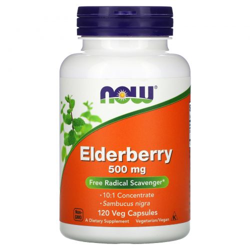 Now Foods, Elderberry, 500 mg, 120 Veg Capsules