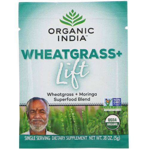 Organic India, Wheatgrass+ Lift, Superfood Blend, 15 Packs, 0.18 oz (5 g) Each