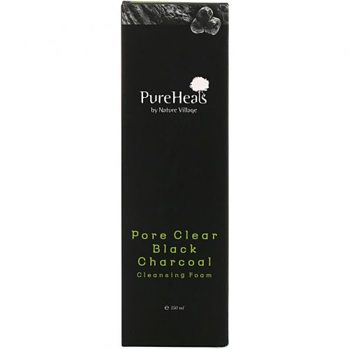 PureHeals, Pore Clear Black Charcoal, пенка для очистки пор с черным древесным углем, 150 мл