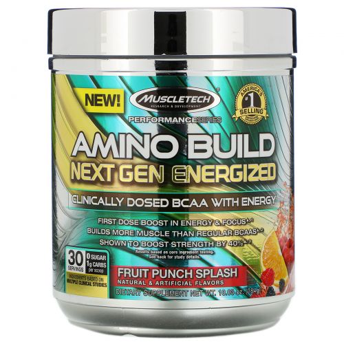 Muscletech, Amino Build Next Gen Energized, Fruit Punch Splash, 280 г (9,86 унций)