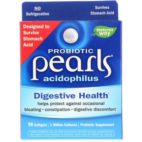 Nature's Way, Пробиотик Pearls Acidophilus, 90 желатиновых капсул