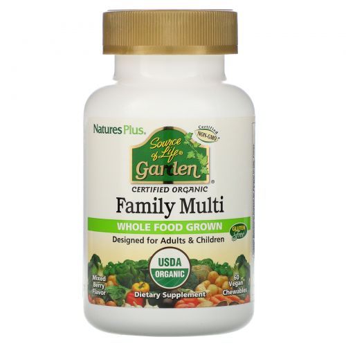 Nature's Plus, Source of Life, Organic Family Multi, Mixed Berry Flavor, 60 Veggie Chewables