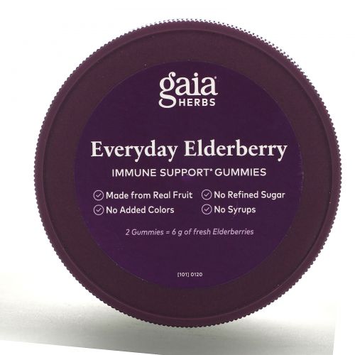 Gaia Herbs, Everyday Elderberry  Immune Support Gummies, 80 Vegan Gummies