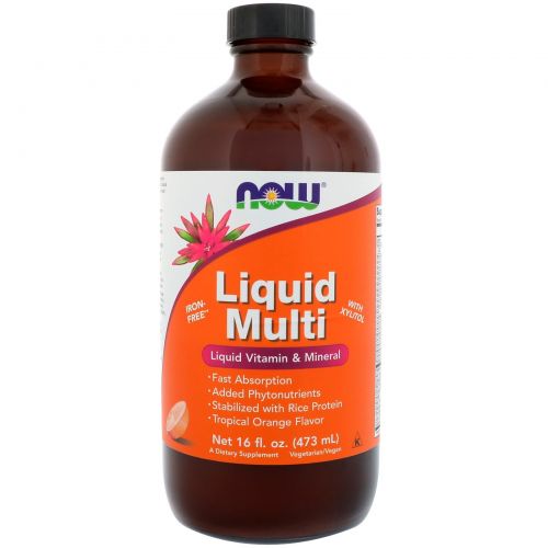 Now Foods, Liquid Multi, с ароматом тропического  апельсина, 16 жидких унций (473 мл)