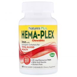 Nature's Plus, Hema-Plex, ягодное ассорти, 60 жевательных пастилок