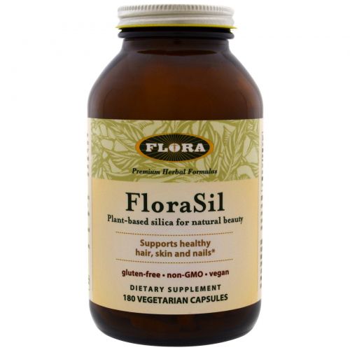 Flora, Растительный кремний, ортокремниевая кислота, 180 капсул в растительной оболочке