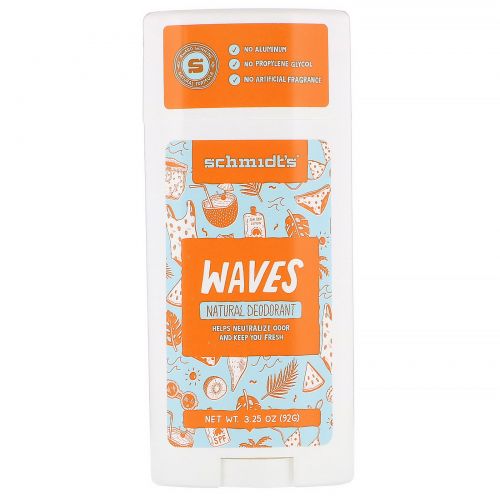 Schmidt's Naturals, Natural Deodorant, Waves, 3.25 oz (92 g)