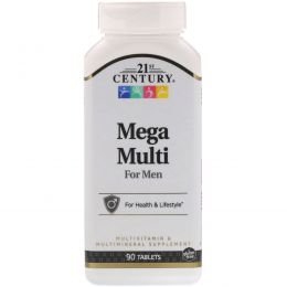 21st Century, Mega Multi, для мужчин, мультивитамины и мультиминералы, 90 таблеток