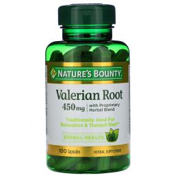 Nature's Bounty, Корень валерианы с фирменной смесью трав, 450 мг, 100 капсул