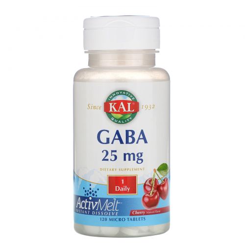 KAL, GABA, Cherry, 25 mg , 120 Micro Tablets