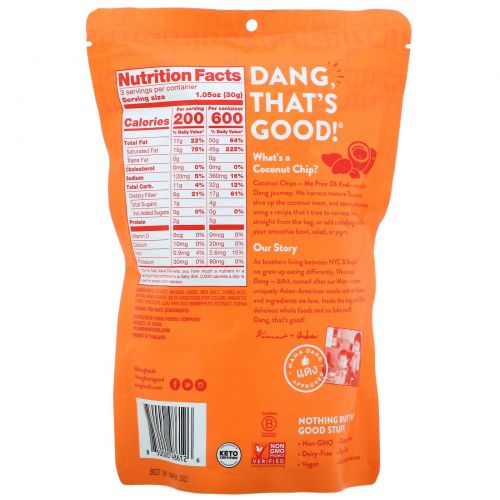 Dang, Coconut Chips, Tropical Mango, 3.17 oz (90 g)