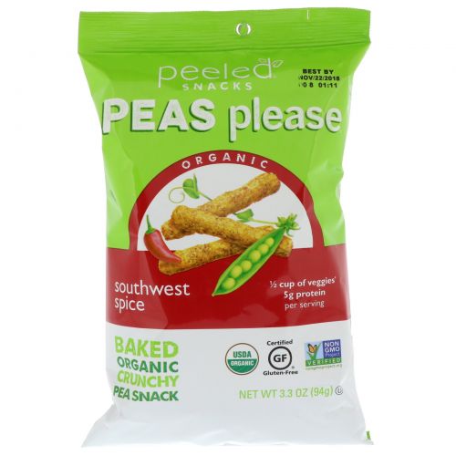 Peeled Snacks, Organic, Peas Please, Southwest Spice, 3.3 oz (94 g)